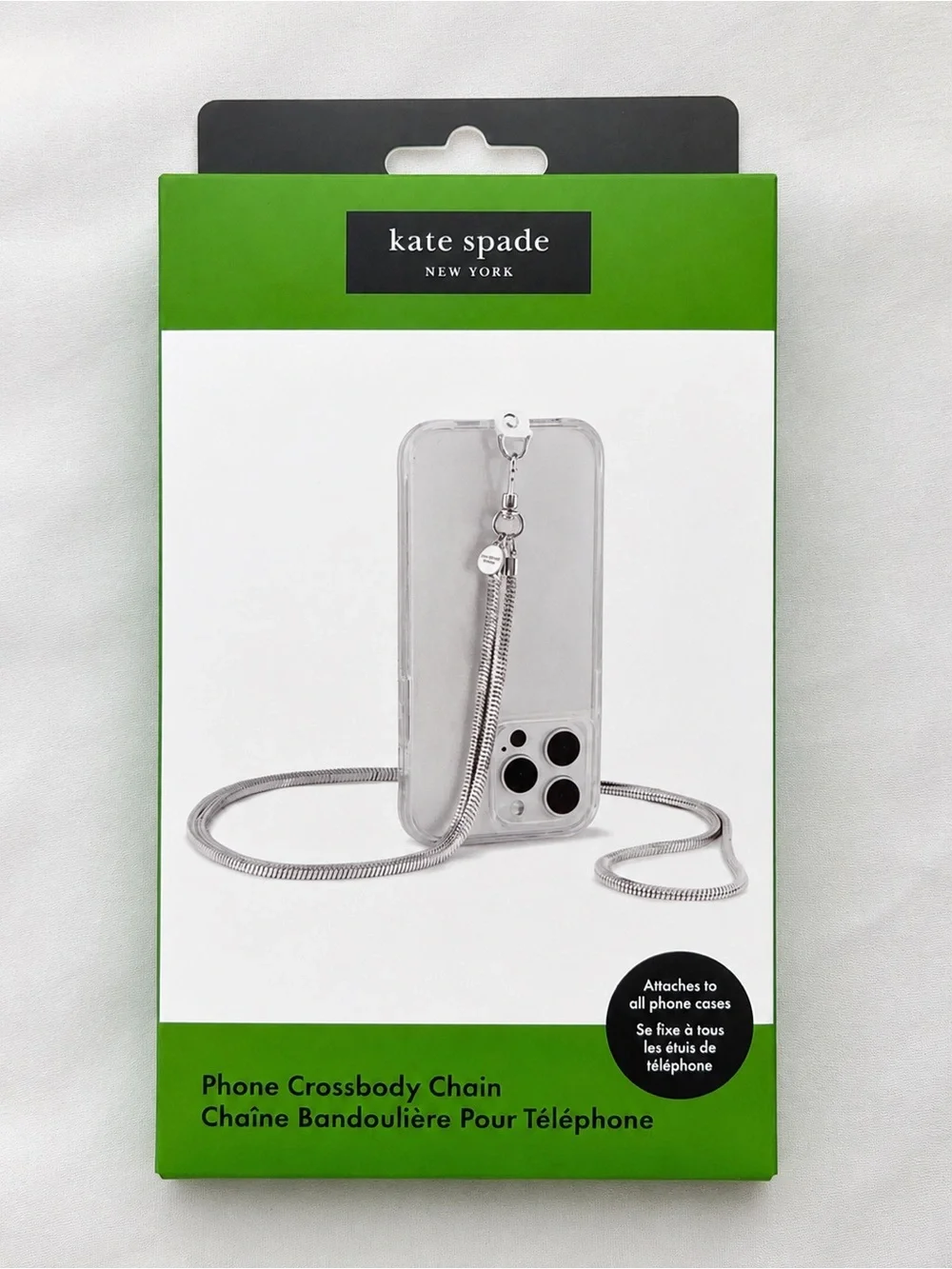 Kate Spade New York Phone Crossbody Chain Strap – Silver | Universal Fit